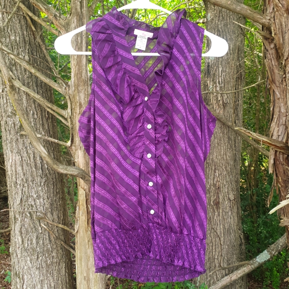 Purple Lace Dress Blouse Size Medium